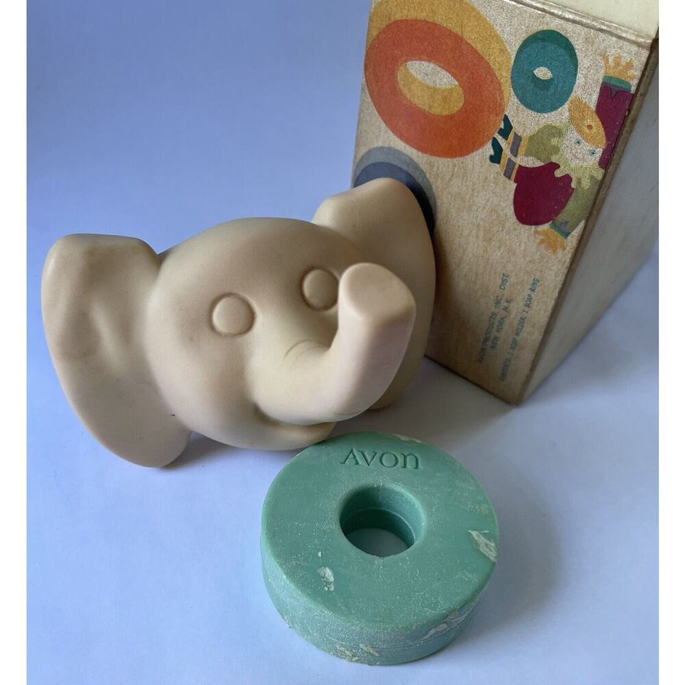 Avon Vintage Retro Kids RING AROUND ROSIE Elephant Soap Holder and Soap Ring Set